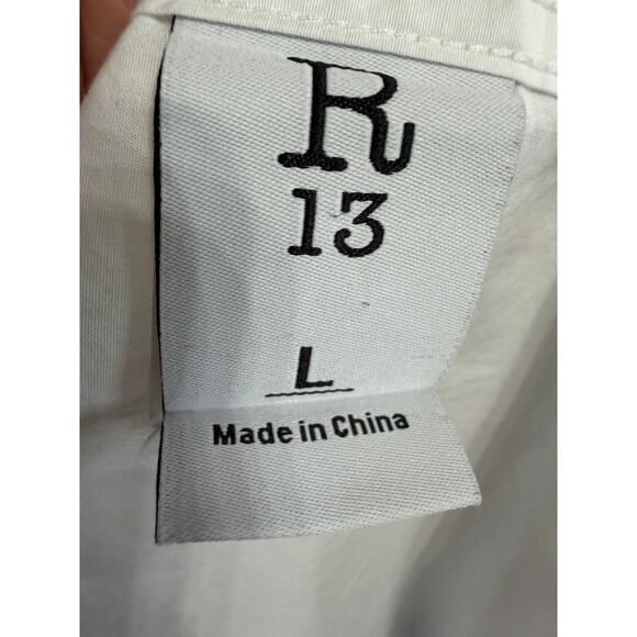 R13 Oversized Boxy Button Pp Shirt Short Sleeve White Relax Sz L Cotton - Picture 13 of 16